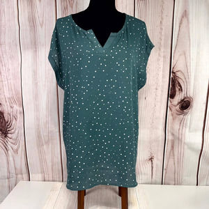 Papermoon Teal Polka Dot Sleevless Blouse Size XXL